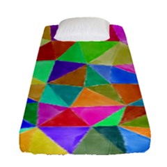 Triangles, colorful watercolor art  painting Fitted Sheet (Single Size)