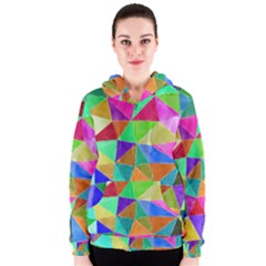 Triangles, colorful watercolor art  painting Women s Zipper Hoodie