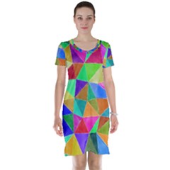 Triangles, colorful watercolor art  painting Short Sleeve Nightdress
