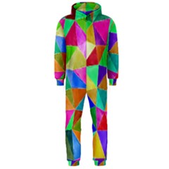 Triangles, colorful watercolor art  painting Hooded Jumpsuit (Men) 