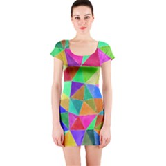 Triangles, colorful watercolor art  painting Short Sleeve Bodycon Dress