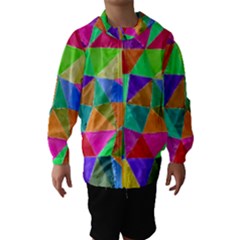 Triangles, colorful watercolor art  painting Hooded Wind Breaker (Kids)