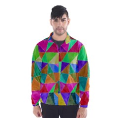 Triangles, Colorful Watercolor Art  Painting Wind Breaker (men) by picsaspassion