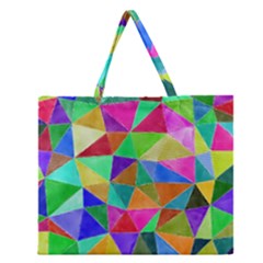 Triangles, colorful watercolor art  painting Zipper Large Tote Bag
