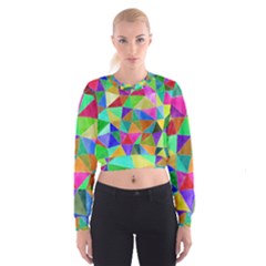 Triangles, colorful watercolor art  painting Women s Cropped Sweatshirt