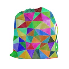 Triangles, colorful watercolor art  painting Drawstring Pouches (XXL)