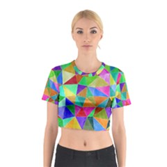 Triangles, colorful watercolor art  painting Cotton Crop Top