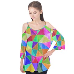 Triangles, colorful watercolor art  painting Flutter Tees