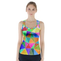 Triangles, colorful watercolor art  painting Racer Back Sports Top