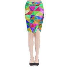 Triangles, colorful watercolor art  painting Midi Wrap Pencil Skirt