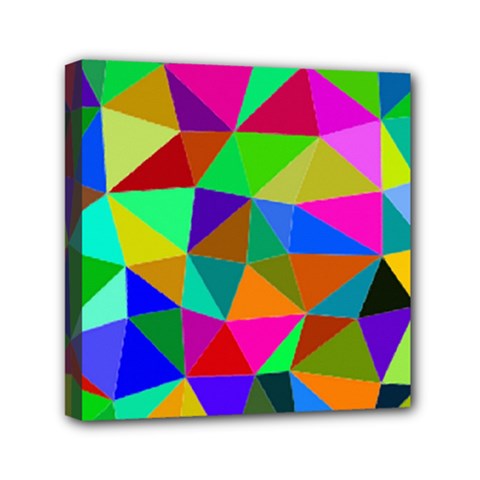 Colorful Triangles, oil painting art Mini Canvas 6  x 6 