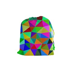 Colorful Triangles, Oil Painting Art Drawstring Pouches (medium)  by picsaspassion