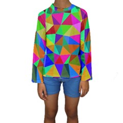 Colorful Triangles, oil painting art Kids  Long Sleeve Swimwear