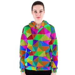 Colorful Triangles, oil painting art Women s Zipper Hoodie