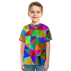 Colorful Triangles, oil painting art Kids  Sport Mesh Tee