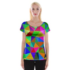 Colorful Triangles, oil painting art Women s Cap Sleeve Top