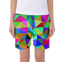 Colorful Triangles, oil painting art Women s Basketball Shorts