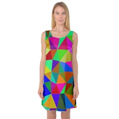 Colorful Triangles, oil painting art Sleeveless Satin Nightdress