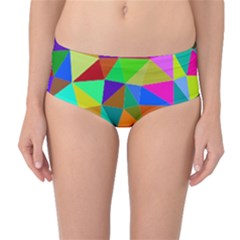 Colorful Triangles, oil painting art Mid-Waist Bikini Bottoms