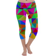 Colorful Triangles, Oil Painting Art Capri Yoga Leggings