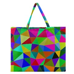 Colorful Triangles, oil painting art Zipper Large Tote Bag