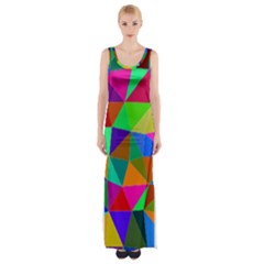 Colorful Triangles, oil painting art Maxi Thigh Split Dress