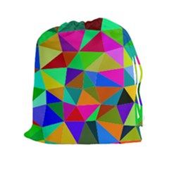 Colorful Triangles, oil painting art Drawstring Pouches (XXL)