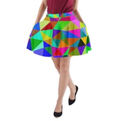 Colorful Triangles, oil painting art A-Line Pocket Skirt