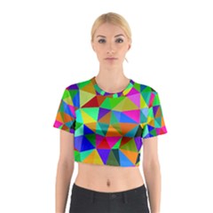 Colorful Triangles, oil painting art Cotton Crop Top