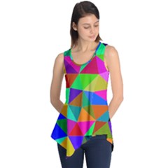 Colorful Triangles, Oil Painting Art Sleeveless Tunic