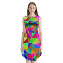 Colorful Triangles, oil painting art Sleeveless Chiffon Dress  