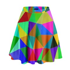 Colorful Triangles, oil painting art High Waist Skirt