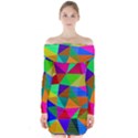 Colorful Triangles, oil painting art Long Sleeve Off Shoulder Dress View1