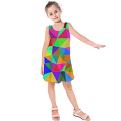 Colorful Triangles, oil painting art Kids  Sleeveless Dress