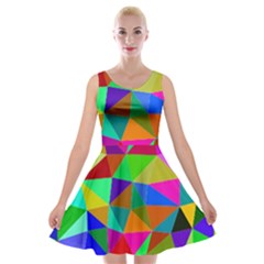 Colorful Triangles, oil painting art Velvet Skater Dress