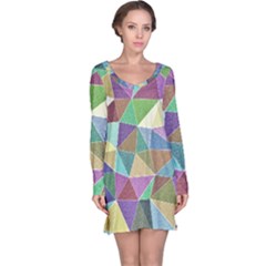 Colorful Triangles, Pencil Drawing Art Long Sleeve Nightdress