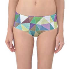 Colorful Triangles, Pencil Drawing Art Mid-waist Bikini Bottoms by picsaspassion