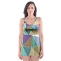 Colorful Triangles, pencil drawing art Skater Dress Swimsuit View1