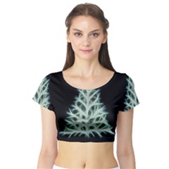 Christmas Fir, Green And Black Color Short Sleeve Crop Top (tight Fit)