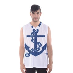 Blue Anchor Oil Painting Art Men s Basketball Tank Top by picsaspassion