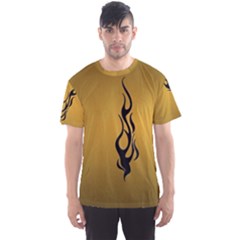 Flame Black, Golden Background Men s Sport Mesh Tee