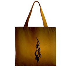 Flame Black, Golden Background Zipper Grocery Tote Bag by picsaspassion