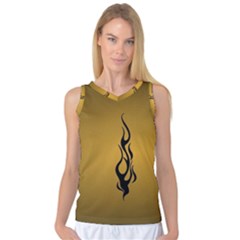 Flame Black, Golden Background Women s Basketball Tank Top by picsaspassion