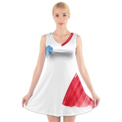 Tricolor Banner France V-neck Sleeveless Skater Dress by picsaspassion