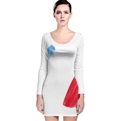 Tricolor Banner France Long Sleeve Velvet Bodycon Dress by picsaspassion