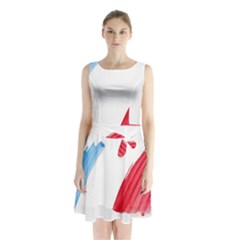 Tricolor Banner France Sleeveless Chiffon Waist Tie Dress by picsaspassion