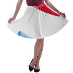 Tricolor Banner Watercolor Painting, Red Blue White A-line Skater Skirt by picsaspassion