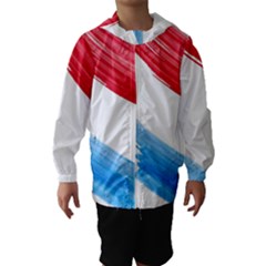 Tricolor Banner Watercolor Painting, Red Blue White Hooded Wind Breaker (kids) by picsaspassion