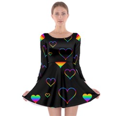 Rainbow Harts Long Sleeve Skater Dress by Valentinaart