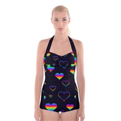 Rainbow Harts Boyleg Halter Swimsuit  by Valentinaart